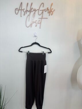 Athleta Brown High-Waist Leggings with Cuffed Ankles